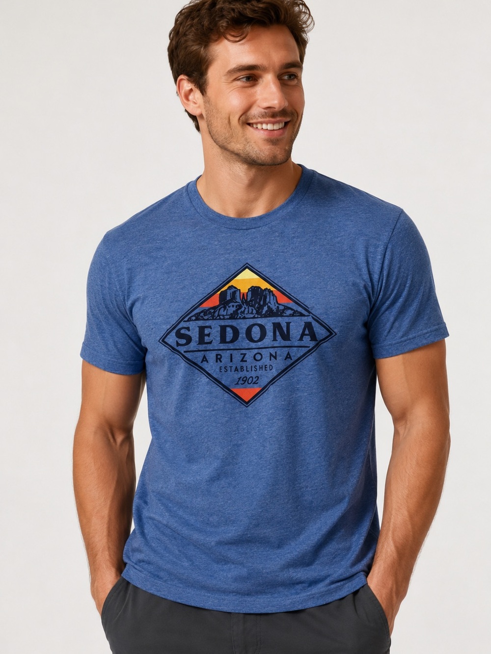Medium Sedona Denim  Blue Short Sleeve Tee with Breathable Fabric